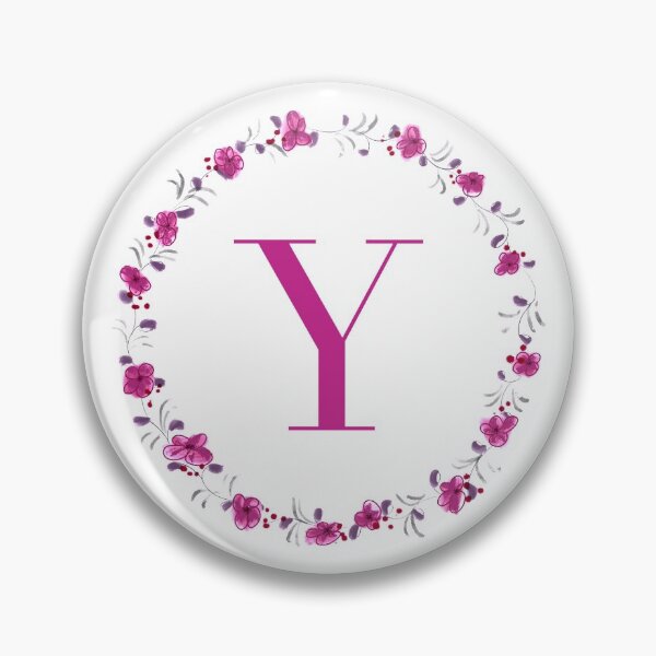 Item preview, Letter Y monogram with fuchsia colored flowers and leaves designed and sold by Createlikeamom.
