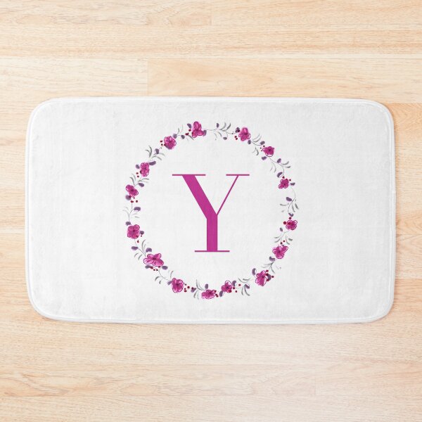 Item preview, Letter Y monogram with fuchsia colored flowers and leaves designed and sold by Createlikeamom.