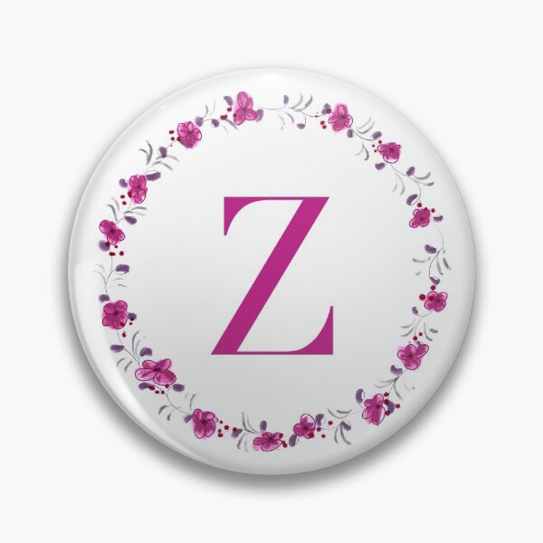 Item preview, Letter Z monogram with fuchsia colored flowers and leaves designed and sold by Createlikeamom.