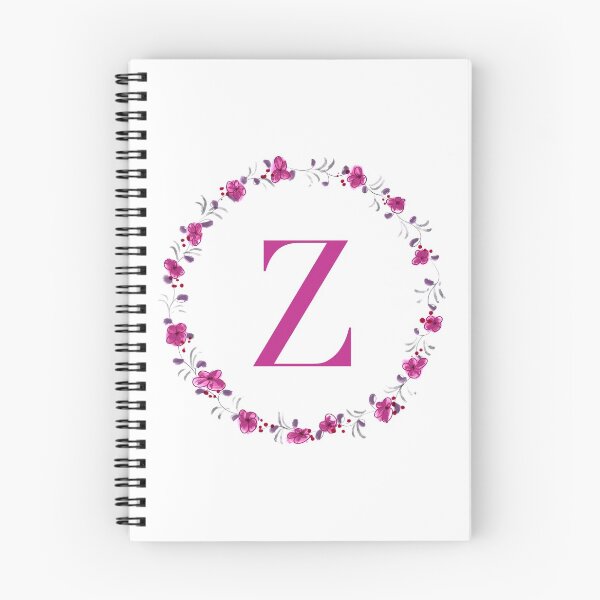 Item preview, Letter Z monogram with fuchsia colored flowers and leaves designed and sold by Createlikeamom.