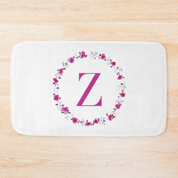 Item preview, Letter Z monogram with fuchsia colored flowers and leaves designed and sold by Createlikeamom.
