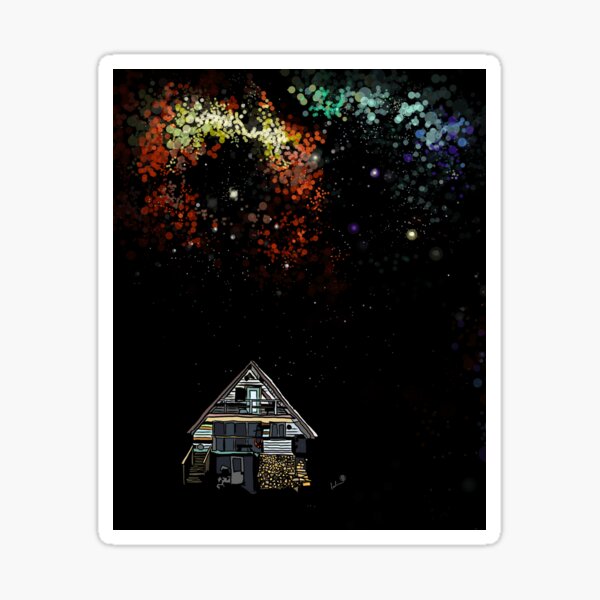 A house under the stars. Sticker