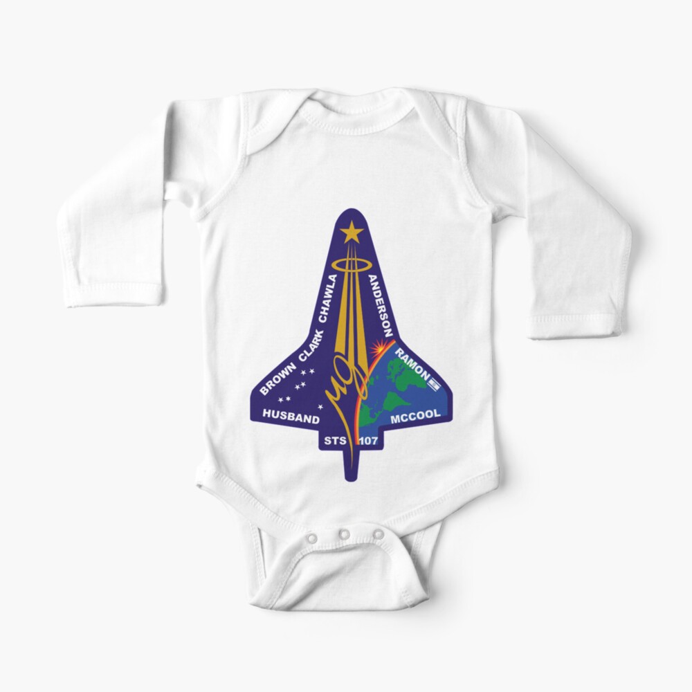 Sts 107 Space Shuttle Columbia Mission Logo Baby One Piece By Quatrosales Redbubble