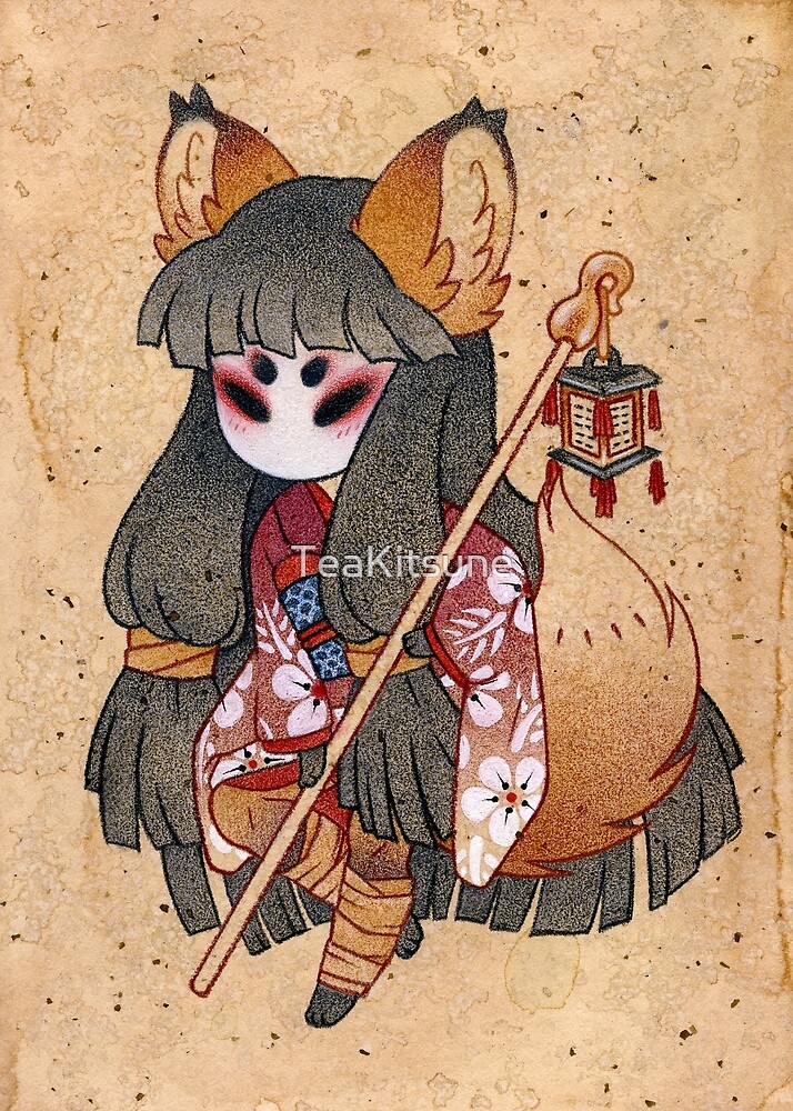 "Mysterious Fox Girl - Kitsune Yokai TeaKitsune" by TeaKitsune | Redbubble