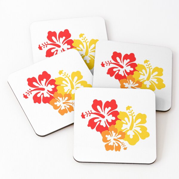 Item preview, Hibiscus flowers red gold orange tropical  designed and sold by headpossum.