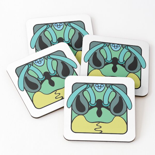 Item preview, Wasp cartoon head square (green)  designed and sold by TiffanyYau.