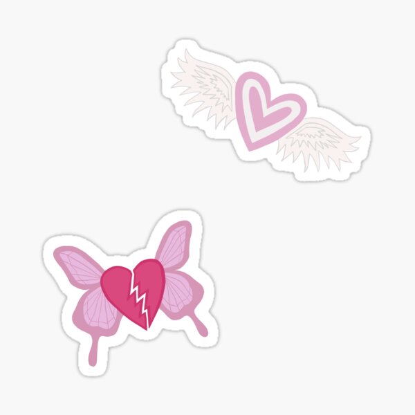 Winged Heart Stickers, Pink Flying Angel Heart with Wings Laptop Vinyl –  Starcove Fashion