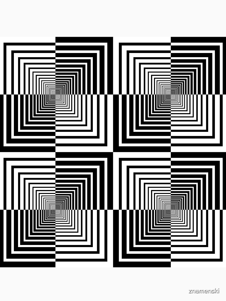 Squares, Op art, short for optical art, is a style of visual art that uses optical illusions by znamenski