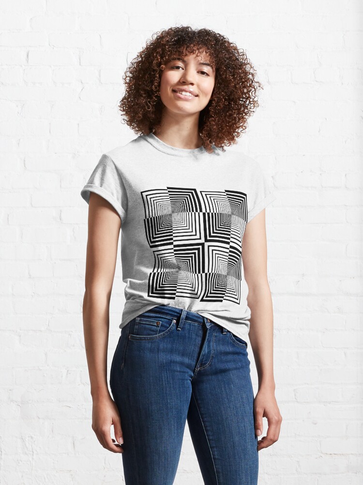Alternate view of Squares, Op art, short for optical art, is a style of visual art that uses optical illusions Classic T-Shirt