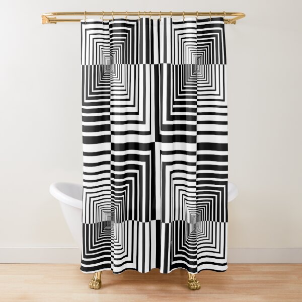 Squares, Op art, short for optical art, is a style of visual art that uses optical illusions Shower Curtain