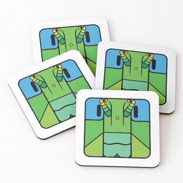 Item preview, Grasshopper cartoon head square (green)  designed and sold by TiffanyYau.