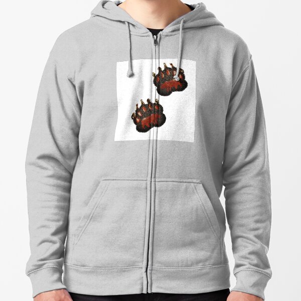 Bear Paws Beaded look Zipped Hoodie