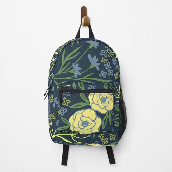 Aperçu de l'œuvre Preppy Jaune Rose Bleu Clair Delphinium Nuit Marine Foncé Floral créée et vendue par IamTrending.