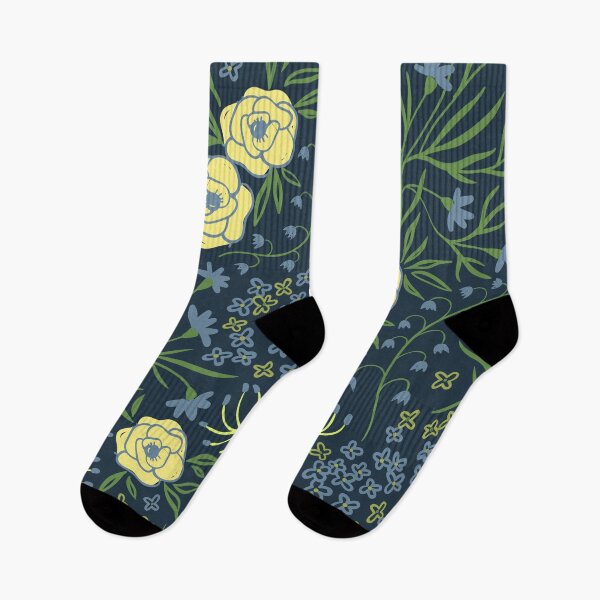 Item preview, Preppy Yellow Rose Light Blue Delphinium Night Navy Dark Floral designed and sold by IamTrending.