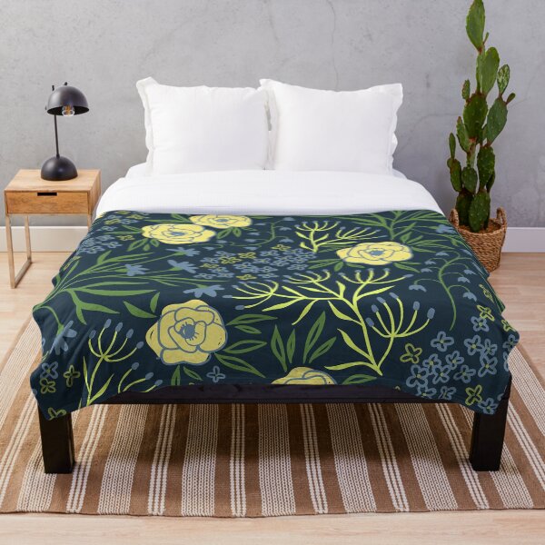 Item preview, Preppy Yellow Rose Azul claro Delphinium Night Navy Floral oscuro designed and sold by IamTrending.