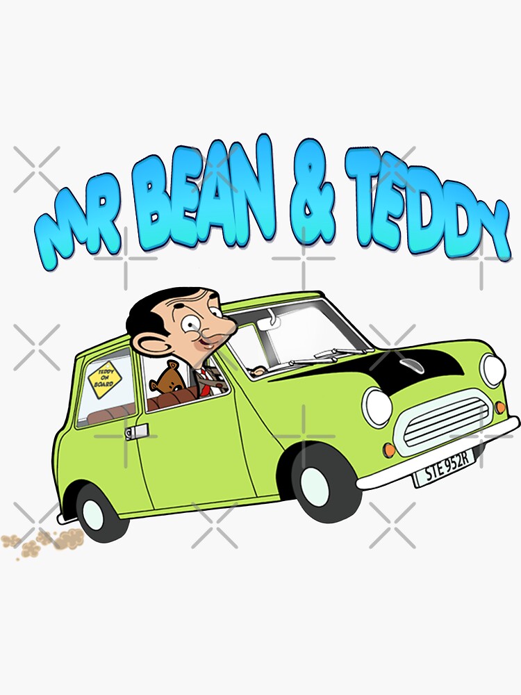 Mr Bean And Teddy In The Car Sticker For Sale By Adrien33 Redbubble