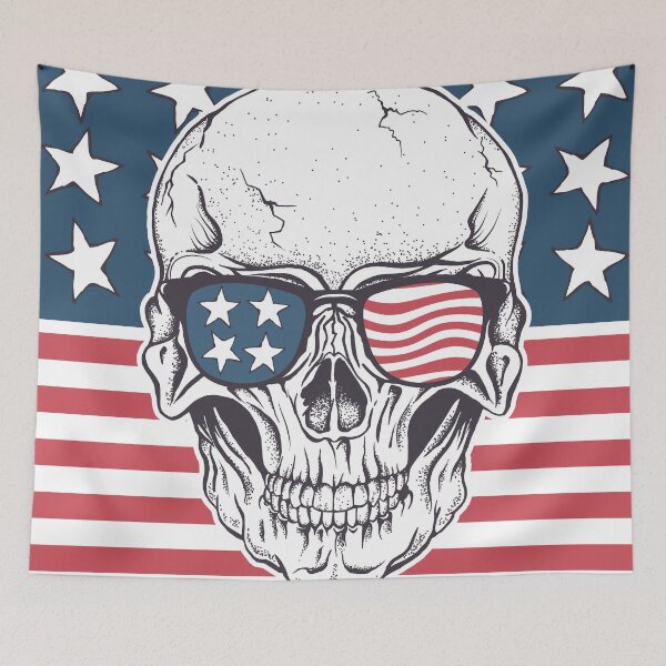 Item preview, Patrioctic Skull wear American USA Flag Glasses designed and sold by M-Carylon.