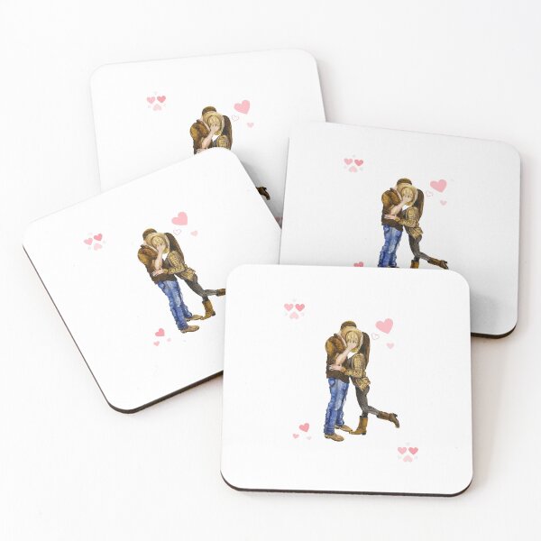 Item preview, COWGIRL/COWBOY KISS BEHIND THE HAT, WITH PINK HEARTS  designed and sold by wildwhimsical.