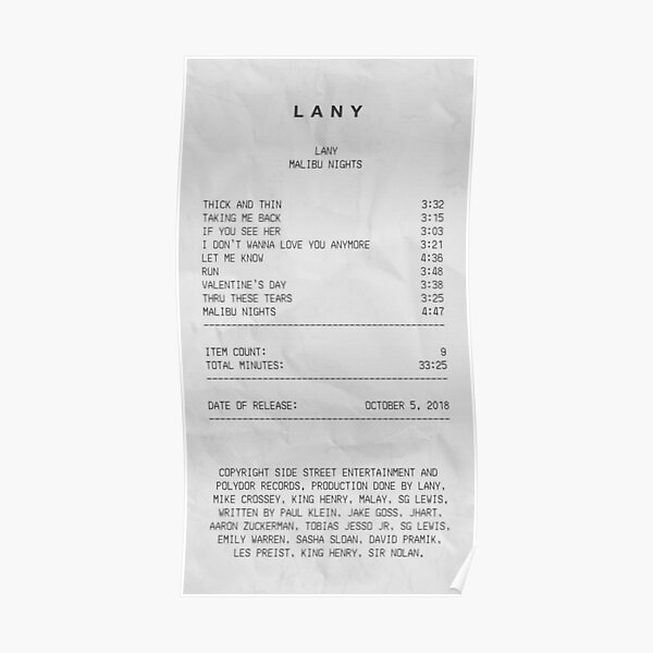 Album Receipt - Version 1 Poster