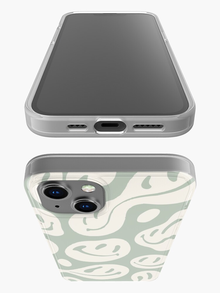 Alternate view of liquid smiley sage green iPhone Case
