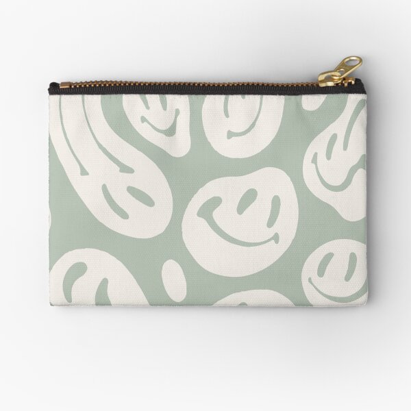 liquid smiley sage green Zipper Pouch