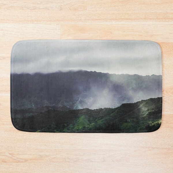 Item preview, green tropical mountains with foggy sky at Kauai, Hawaii, USA designed and sold by Mrvell.