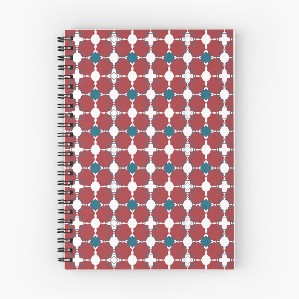 Item preview, "Spindle" Geometric pattern - earth red & teal on white designed and sold by ncxadair.