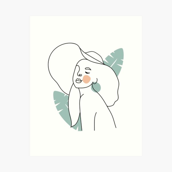 Vista previa del artículo con la obra «Silueta de dibujo de línea única de mujer tropical abstracta minimalista», diseñado y vendido por gugenia.