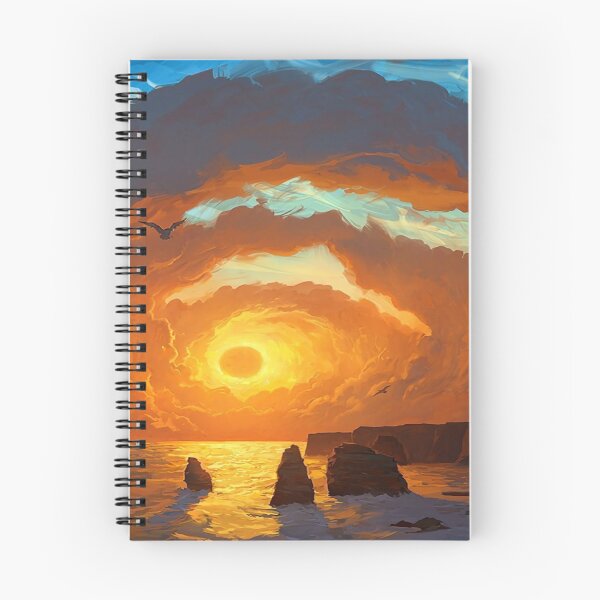 Item preview, Clouded sunset painting design - find me at the beach, sunrise, sun sunset, gold - poster, prints designed and sold by Alessandro Portavoce.