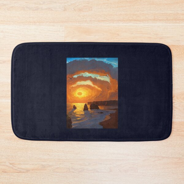 Item preview, Clouded sunset painting design - find me at the beach, sunrise, sun sunset, gold - poster, prints designed and sold by Alessandro Portavoce.