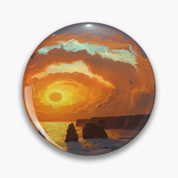 Item preview, Clouded sunset painting design - find me at the beach, sunrise, sun sunset, gold - poster, prints designed and sold by Alessandro Portavoce.