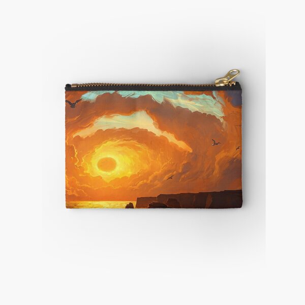 Item preview, Clouded sunset painting design - find me at the beach, sunrise, sun sunset, gold - poster, prints designed and sold by Alessandro Portavoce.