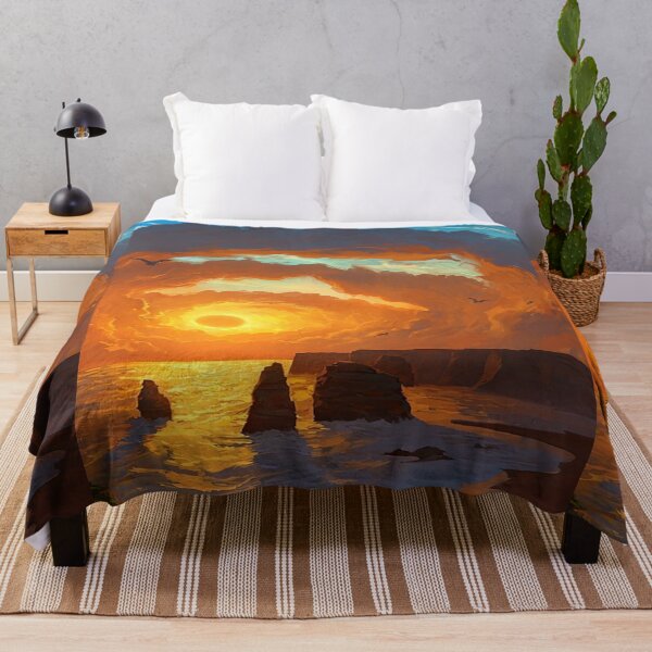 Item preview, Clouded sunset painting design - find me at the beach, sunrise, sun sunset, gold - poster, prints designed and sold by Alessandro Portavoce.