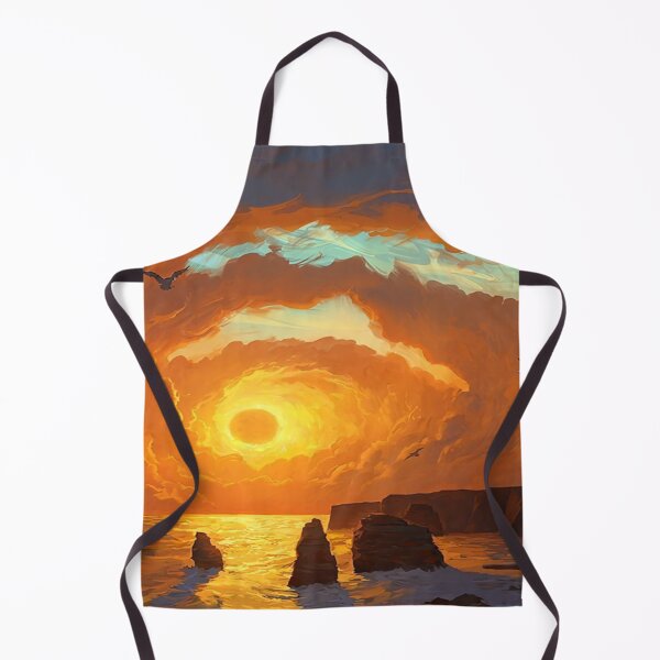 Item preview, Clouded sunset painting design - find me at the beach, sunrise, sun sunset, gold - poster, prints designed and sold by Alessandro Portavoce.