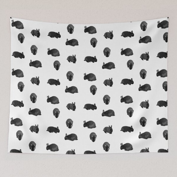 Item preview, Black Bunny Pattern (black and white edit) designed and sold by Grace Feucht.