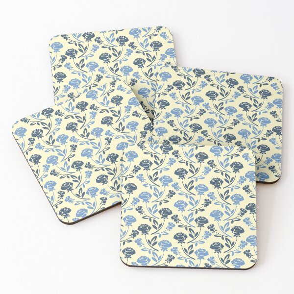 Item preview, Pastel blue and creme rose floral pattern designed and sold by RRdesigned.
