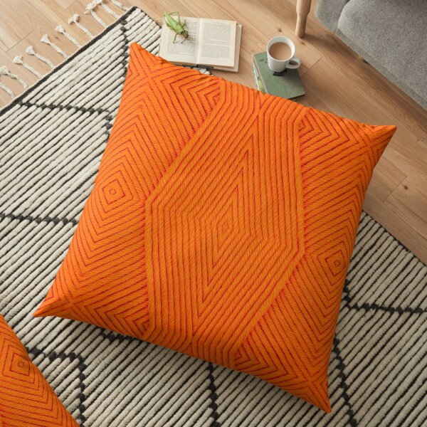 Knitting Orange Floor Pillow