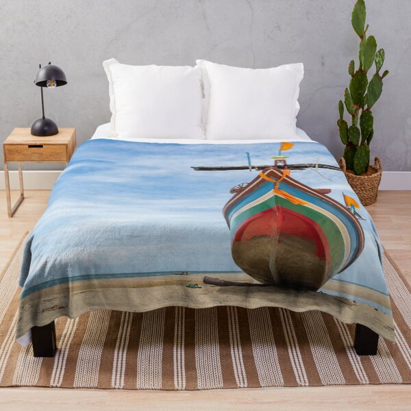 Item preview, Fishing Boat On The Beach With Blue Sky Landscape designed and sold by JTS STORE.