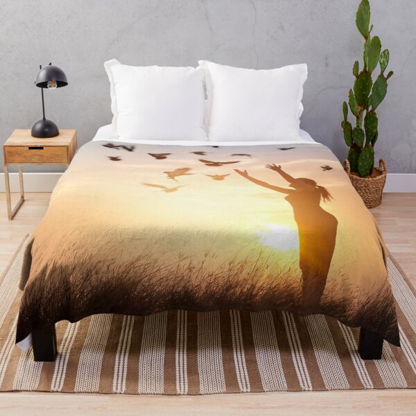 Item preview, Women Stand Between The Bird With Sunset Background designed and sold by JTS STORE.