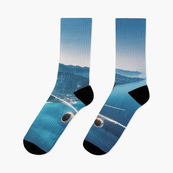 Item preview, Airplane Flying Between Mountain And Sea Landscape designed and sold by JTS STORE.
