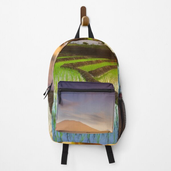 Item preview, Rice Field Between The Mountain Sunset Background Landscape designed and sold by JTS STORE.