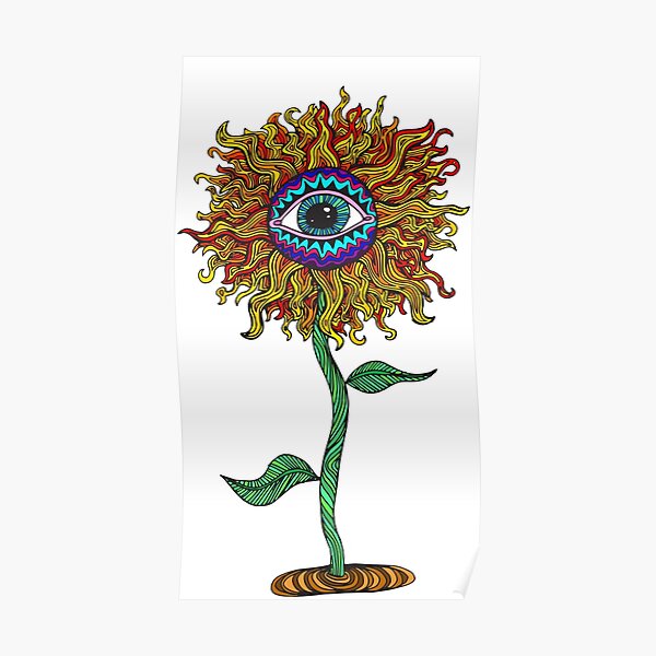 Psychedelic Sunflower - Exciting New Art - Doona is my favourite! Poster