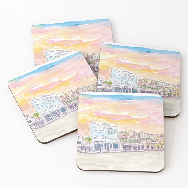 Item preview, Queen St Front St Scene in Hamilton Bermuda at Sunset designed and sold by artshop77.