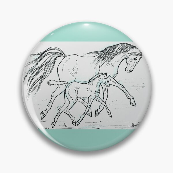 Item preview, Mare and foal ink drawing designed and sold by horseaddicted.
