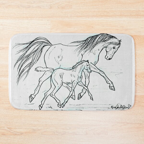 Item preview, Mare and foal ink drawing designed and sold by horseaddicted.