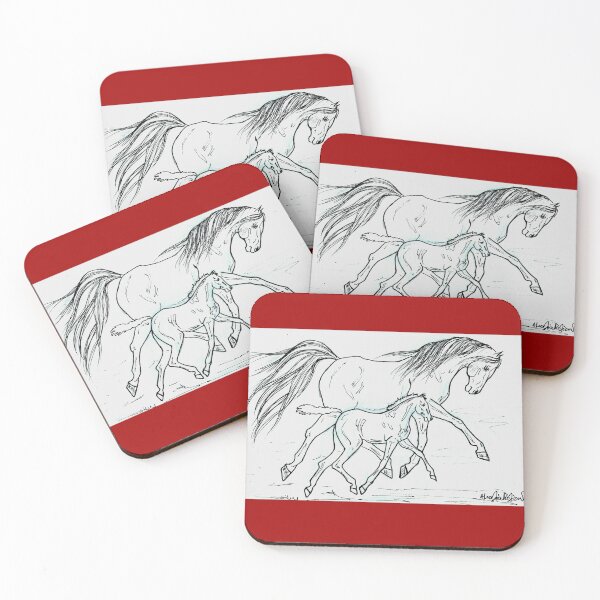 Item preview, Mare and foal ink drawing designed and sold by horseaddicted.