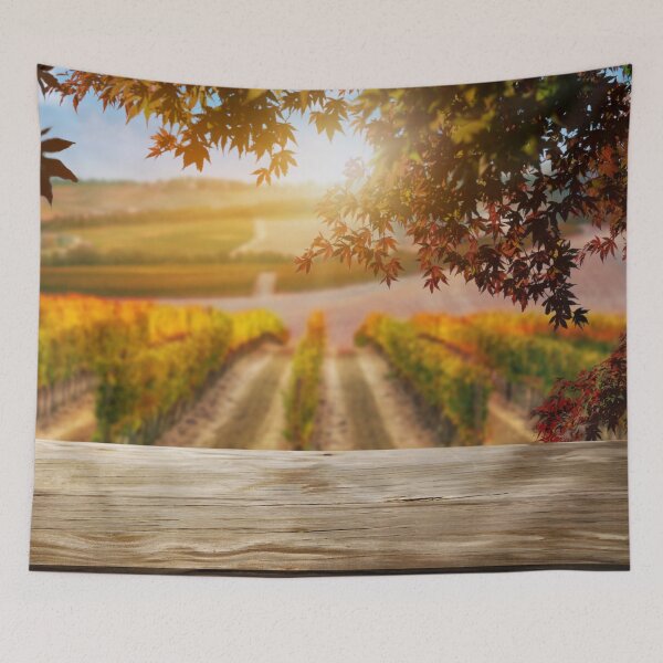 Item preview, Wood Table With Blur Background And Sunset Landscape designed and sold by JTS STORE.