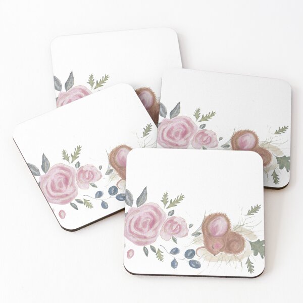 Item preview, Cutest Little Mouse sleeping in the pink rose buds designed and sold by RoseGoldRabbit.