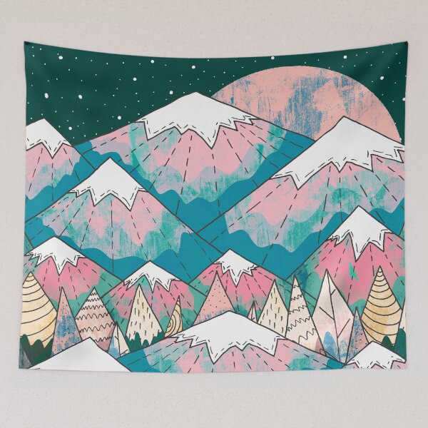 Item preview, The pale pink hills and moon designed and sold by Swadeillustrations.