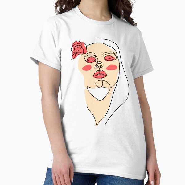 Vista previa del artículo con la obra «Dama abstracta minimalista con ilustración de línea única rosa», diseñado y vendido por gugenia.